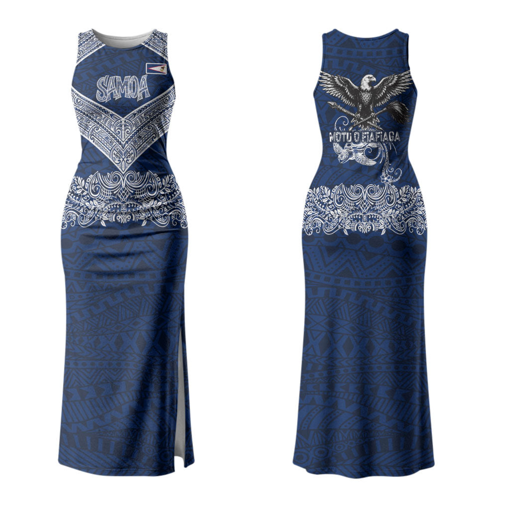American Samoa Eagle Couples Matching Tank Maxi Dress and Long Sleeve Button Shirt Sea Turtle Traditional Polynesian Tribal Tattoo