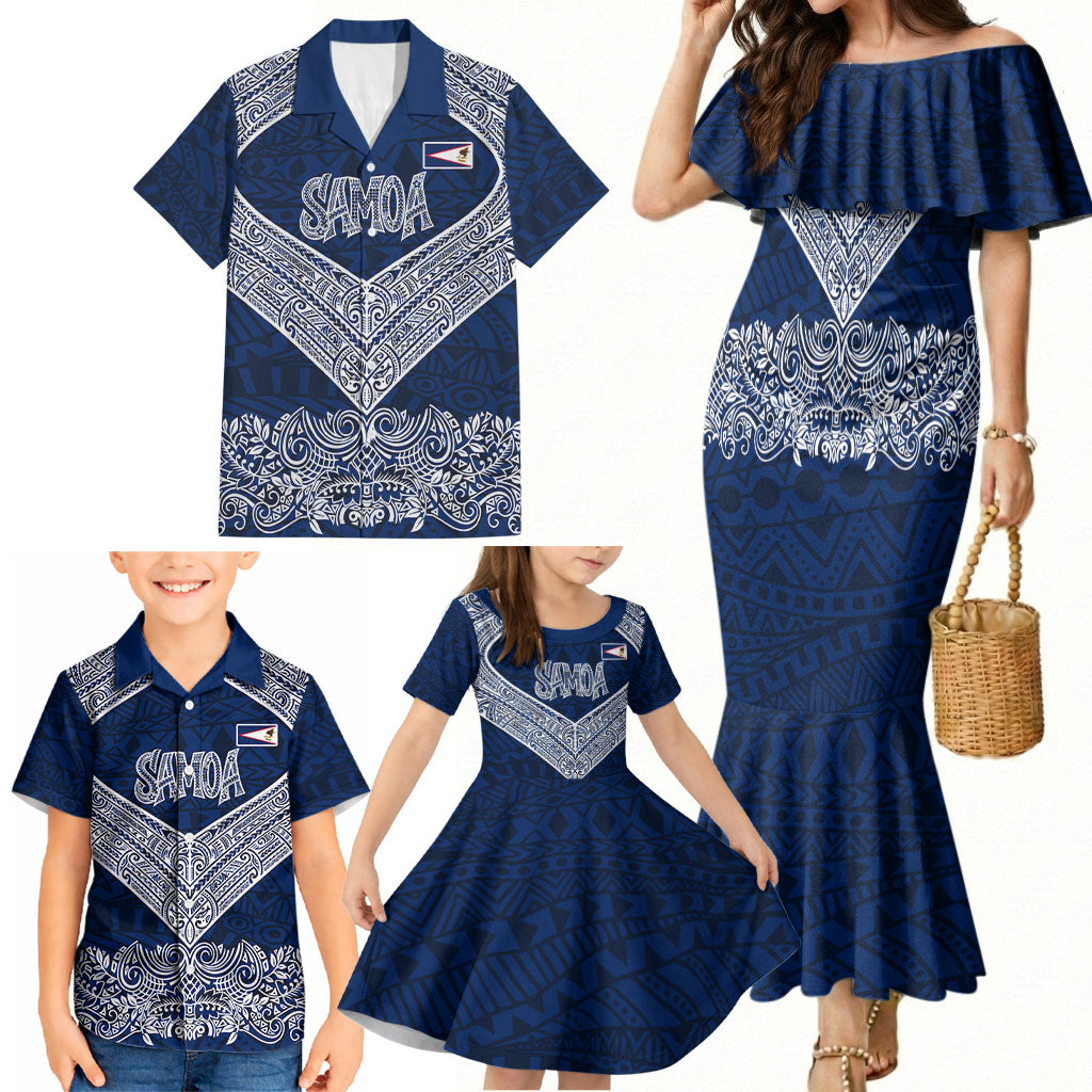 American Samoa Eagle Family Matching Mermaid Dress and Hawaiian Shirt Sea Turtle Traditional Polynesian Tribal Tattoo TS04 - Polynesian Pride