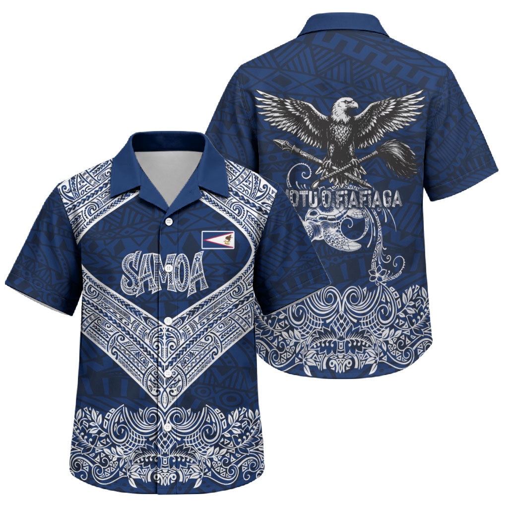 American Samoa Eagle Family Matching Off Shoulder Maxi Dress and Hawaiian Shirt Sea Turtle Traditional Polynesian Tribal Tattoo