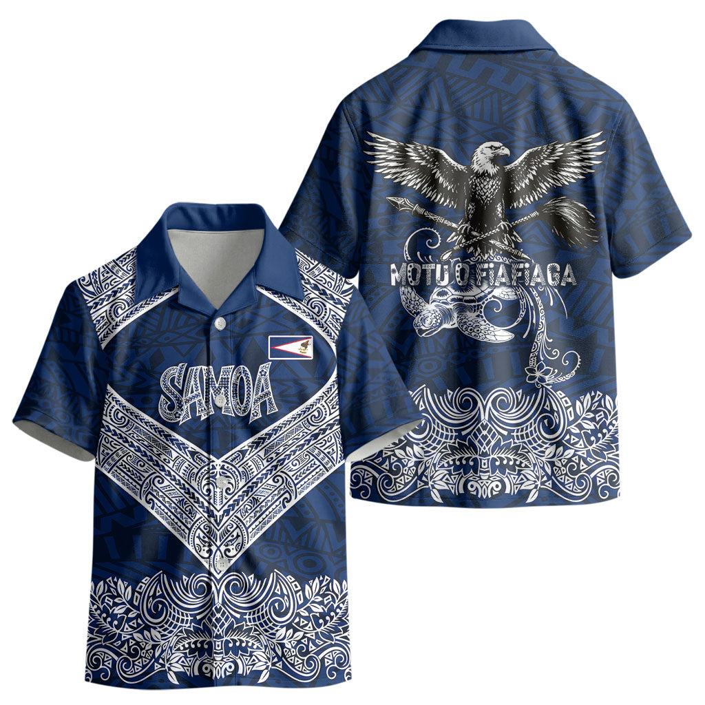 American Samoa Eagle Kid Hawaiian Shirt Sea Turtle Traditional Polynesian Tribal Tattoo
