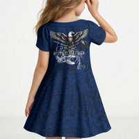 American Samoa Eagle Kid Short Sleeve Dress Sea Turtle Traditional Polynesian Tribal Tattoo