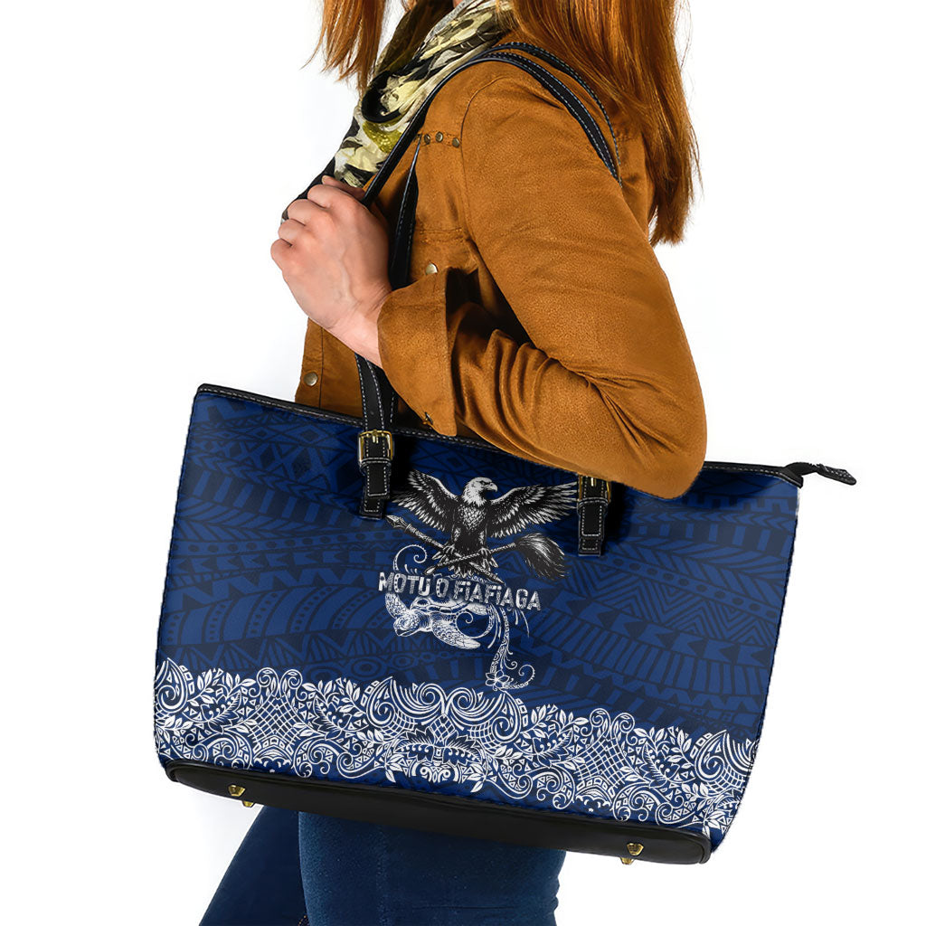 American Samoa Eagle Leather Tote Bag Sea Turtle Traditional Polynesian Tribal Tattoo