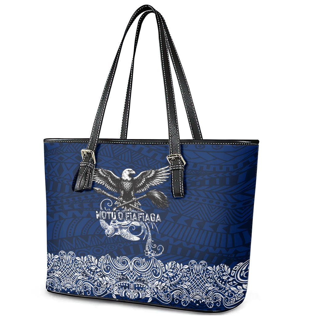 American Samoa Eagle Leather Tote Bag Sea Turtle Traditional Polynesian Tribal Tattoo