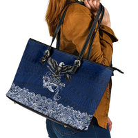 American Samoa Eagle Leather Tote Bag Sea Turtle Traditional Polynesian Tribal Tattoo