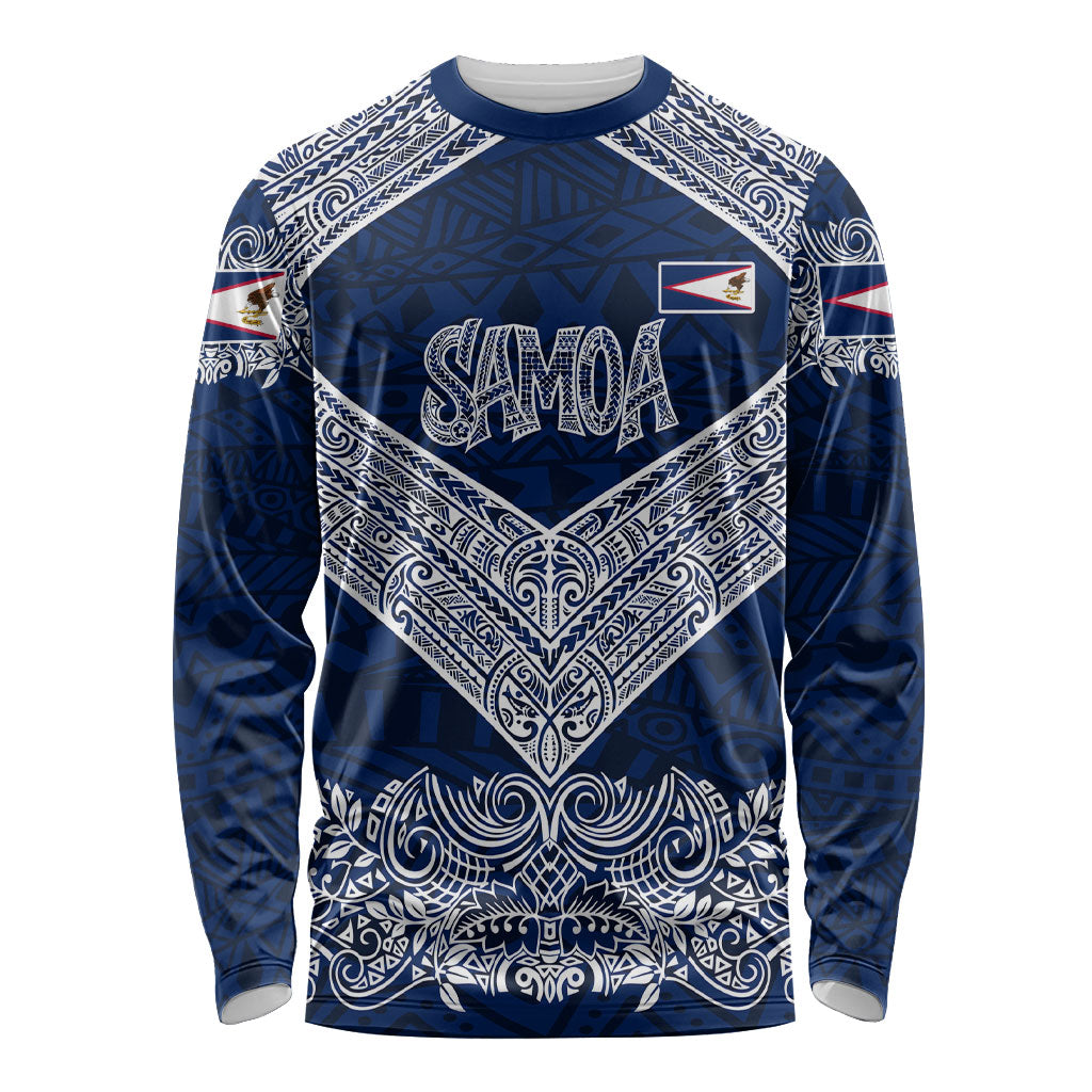 American Samoa Eagle Long Sleeve Shirt Sea Turtle Traditional Polynesian Tribal Tattoo