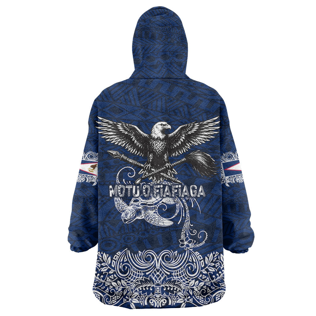 American Samoa Eagle Wearable Blanket Hoodie Sea Turtle Traditional Polynesian Tribal Tattoo
