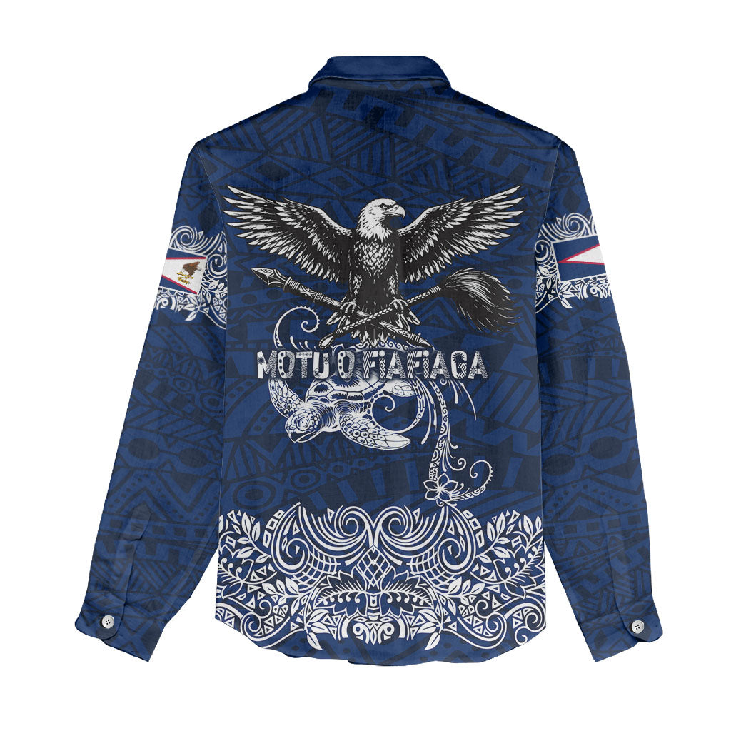 American Samoa Eagle Women Casual Shirt Sea Turtle Traditional Polynesian Tribal Tattoo