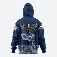 American Samoa Eagle Zip Hoodie Sea Turtle Traditional Polynesian Tribal Tattoo