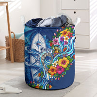 American Samoa Pago Pago Laundry Basket Sea Turtle And Fruit Bat - Tropical Hibiscus Flowers Polynesian