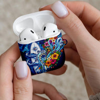 American Samoa Pago Pago AirPods Case Sea Turtle And Fruit Bat - Tropical Hibiscus Flowers Polynesian
