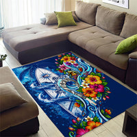 American Samoa Pago Pago Area Rug Sea Turtle And Fruit Bat - Tropical Hibiscus Flowers Polynesian