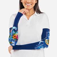 American Samoa Pago Pago Arm Sleeves Sea Turtle And Fruit Bat - Tropical Hibiscus Flowers Polynesian