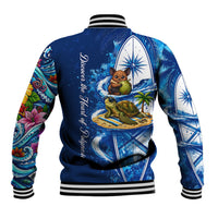American Samoa Pago Pago Baseball Jacket Sea Turtle And Fruit Bat - Tropical Hibiscus Flowers Polynesian