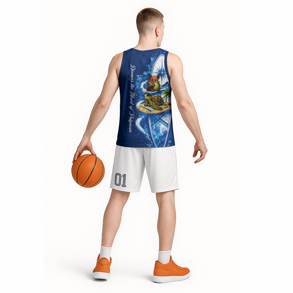 American Samoa Pago Pago Basketball Jersey Sea Turtle And Fruit Bat - Tropical Hibiscus Flowers Polynesian