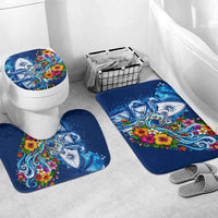 American Samoa Pago Pago Bathroom Set Sea Turtle And Fruit Bat - Tropical Hibiscus Flowers Polynesian
