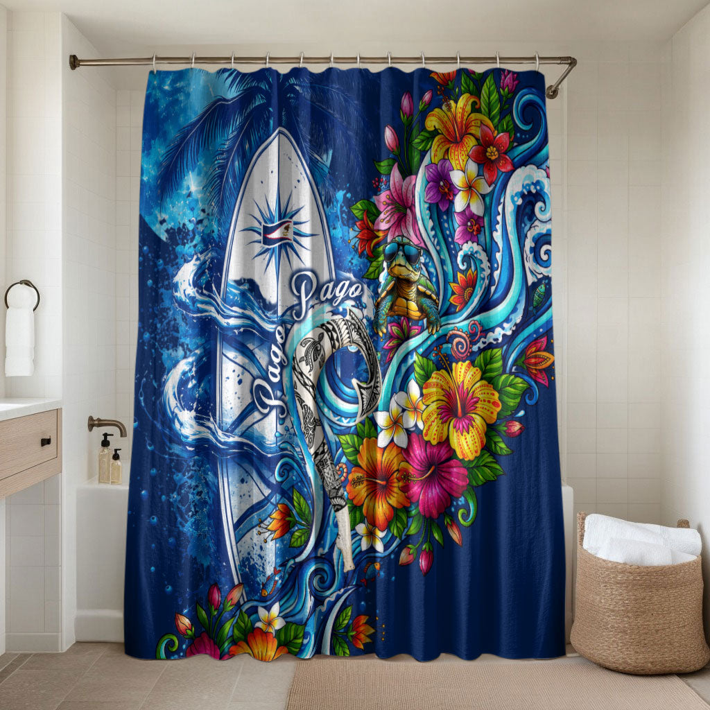 American Samoa Pago Pago Bathroom Set Sea Turtle And Fruit Bat - Tropical Hibiscus Flowers Polynesian