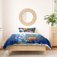 American Samoa Pago Pago Bedding Set Sea Turtle And Fruit Bat - Tropical Hibiscus Flowers Polynesian