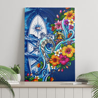 American Samoa Pago Pago Canvas Wall Art Sea Turtle And Fruit Bat - Tropical Hibiscus Flowers Polynesian