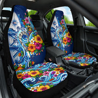 American Samoa Pago Pago Car Seat Cover Sea Turtle And Fruit Bat - Tropical Hibiscus Flowers Polynesian