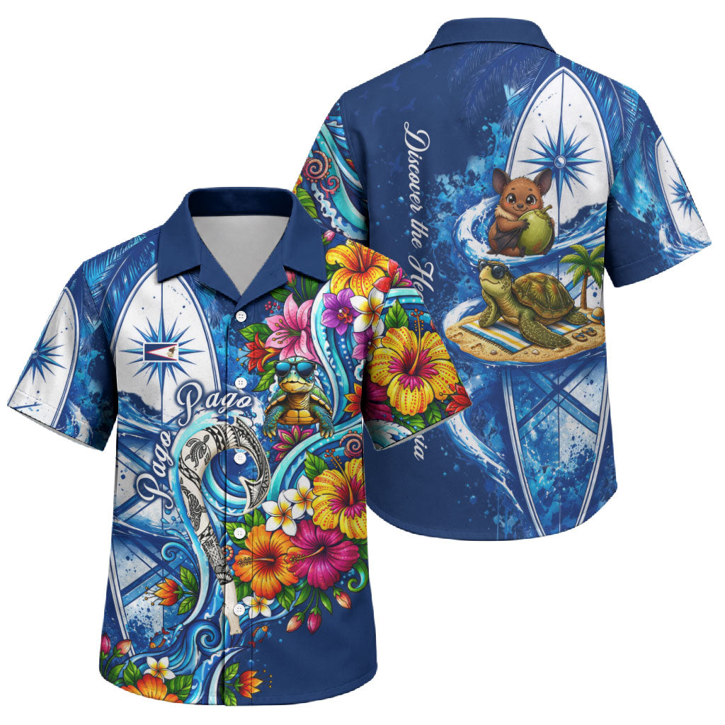 American Samoa Pago Pago Family Matching Mermaid Dress and Hawaiian Shirt Sea Turtle And Fruit Bat - Tropical Hibiscus Flowers Polynesian