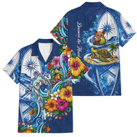 American Samoa Pago Pago Family Matching Short Sleeve Bodycon Dress and Hawaiian Shirt Sea Turtle And Fruit Bat - Tropical Hibiscus Flowers Polynesian
