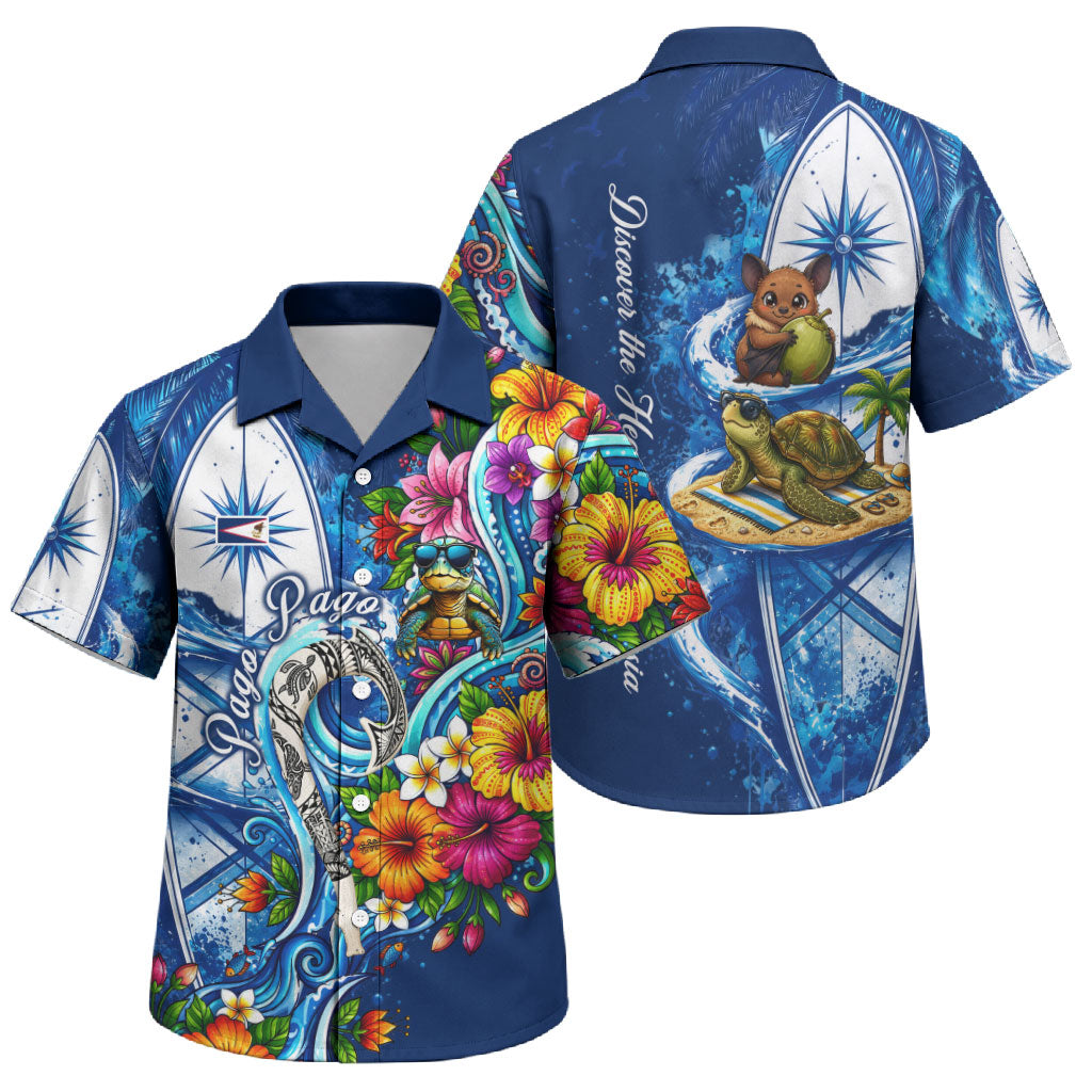 American Samoa Pago Pago Family Matching Summer Maxi Dress and Hawaiian Shirt Sea Turtle And Fruit Bat - Tropical Hibiscus Flowers Polynesian