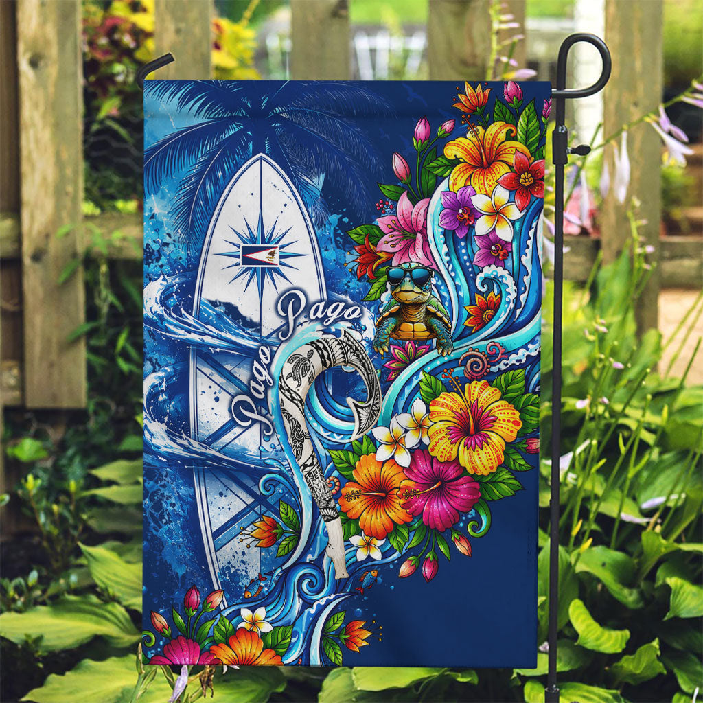 American Samoa Pago Pago Garden Flag Sea Turtle And Fruit Bat - Tropical Hibiscus Flowers Polynesian