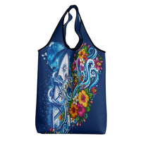 American Samoa Pago Pago Grocery Bag Sea Turtle And Fruit Bat - Tropical Hibiscus Flowers Polynesian