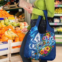 American Samoa Pago Pago Grocery Bag Sea Turtle And Fruit Bat - Tropical Hibiscus Flowers Polynesian