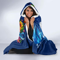 American Samoa Pago Pago Hooded Blanket Sea Turtle And Fruit Bat - Tropical Hibiscus Flowers Polynesian
