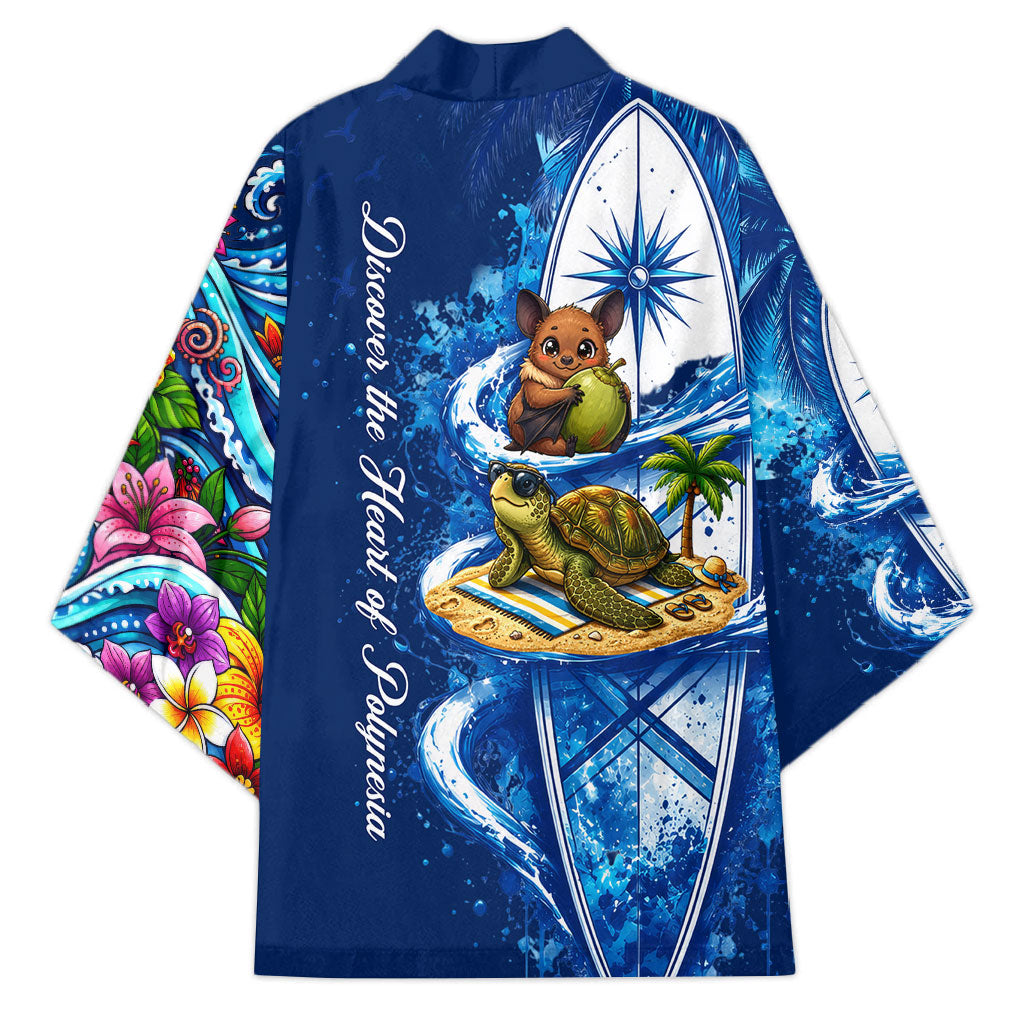 American Samoa Pago Pago Kimono Sea Turtle And Fruit Bat - Tropical Hibiscus Flowers Polynesian