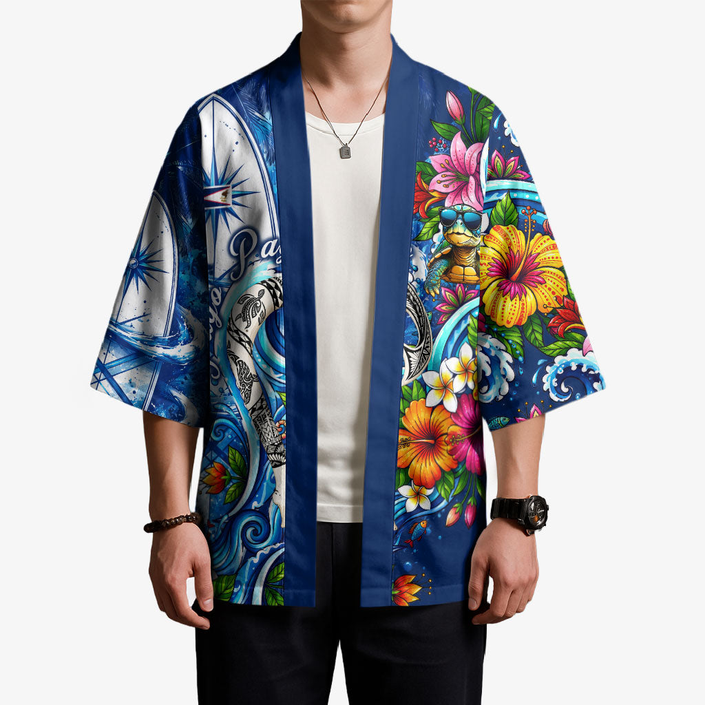 American Samoa Pago Pago Kimono Sea Turtle And Fruit Bat - Tropical Hibiscus Flowers Polynesian