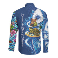 American Samoa Pago Pago Long Sleeve Button Shirt Sea Turtle And Fruit Bat - Tropical Hibiscus Flowers Polynesian
