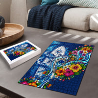 American Samoa Pago Pago Puzzle Sea Turtle And Fruit Bat - Tropical Hibiscus Flowers Polynesian