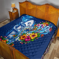 American Samoa Pago Pago Quilt Sea Turtle And Fruit Bat - Tropical Hibiscus Flowers Polynesian