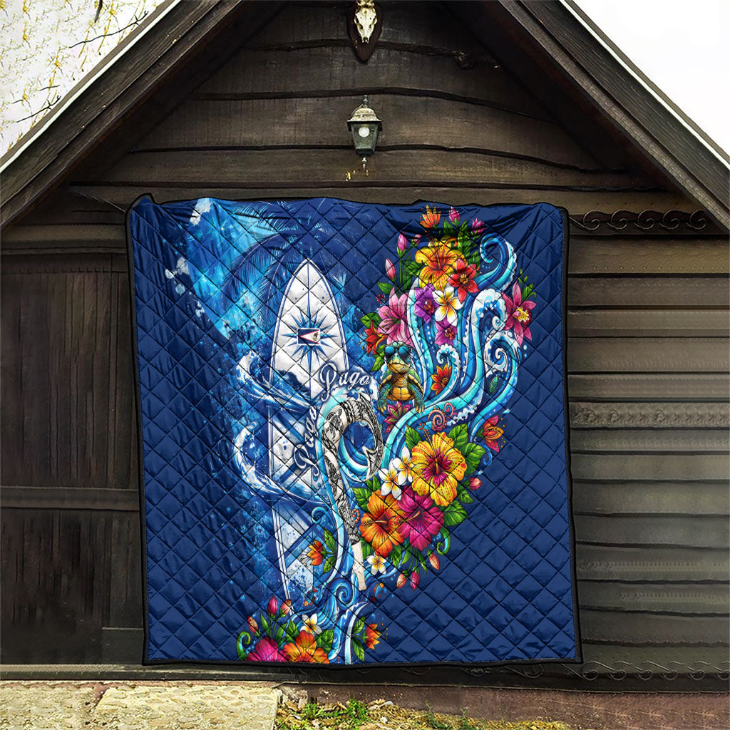 American Samoa Pago Pago Quilt Sea Turtle And Fruit Bat - Tropical Hibiscus Flowers Polynesian
