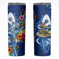 American Samoa Pago Pago Skinny Tumbler Sea Turtle And Fruit Bat - Tropical Hibiscus Flowers Polynesian