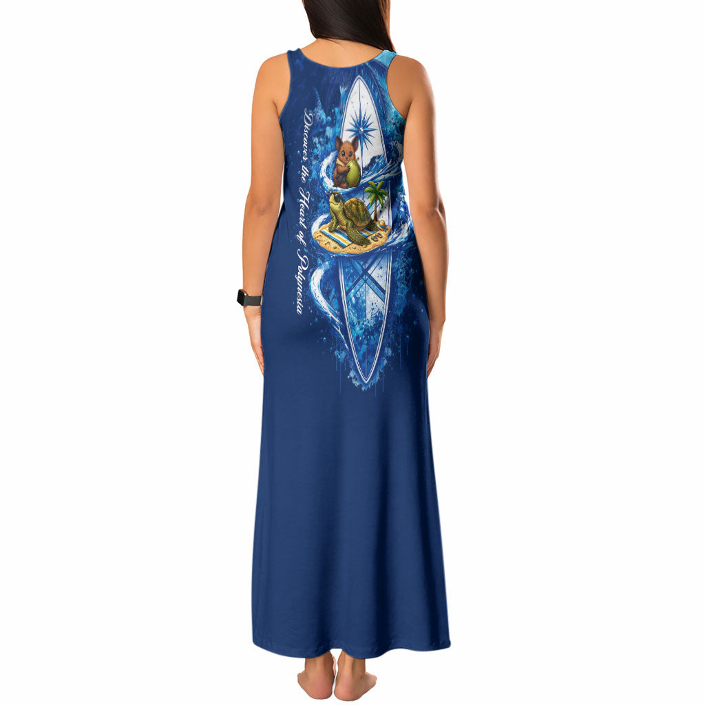 American Samoa Pago Pago Tank Maxi Dress Sea Turtle And Fruit Bat - Tropical Hibiscus Flowers Polynesian