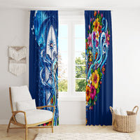 American Samoa Pago Pago Window Curtain Sea Turtle And Fruit Bat - Tropical Hibiscus Flowers Polynesian