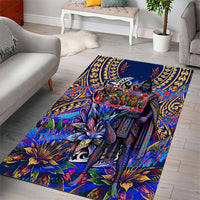American Samoa Warrior Area Rug Polynesian Fruit Bat Talofa Urban Graffiti Street Art