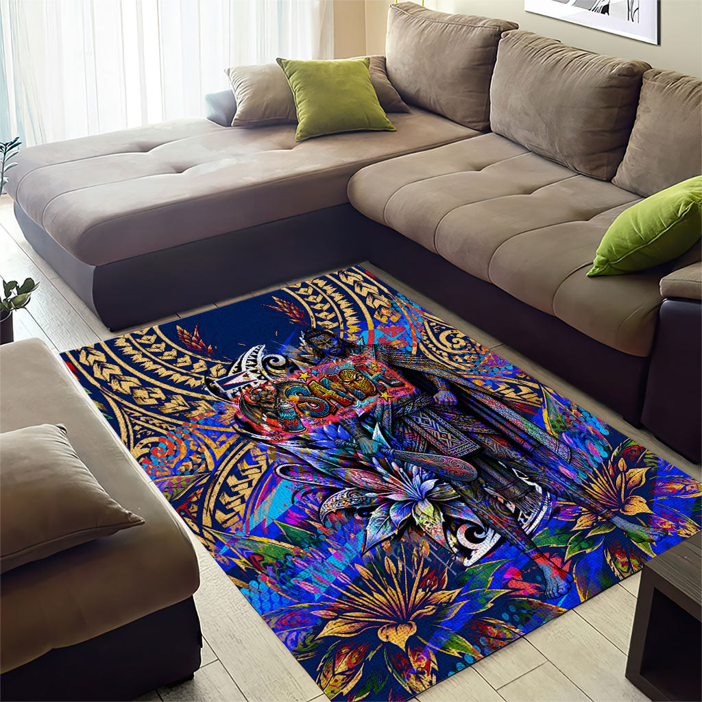 American Samoa Warrior Area Rug Polynesian Fruit Bat Talofa Urban Graffiti Street Art