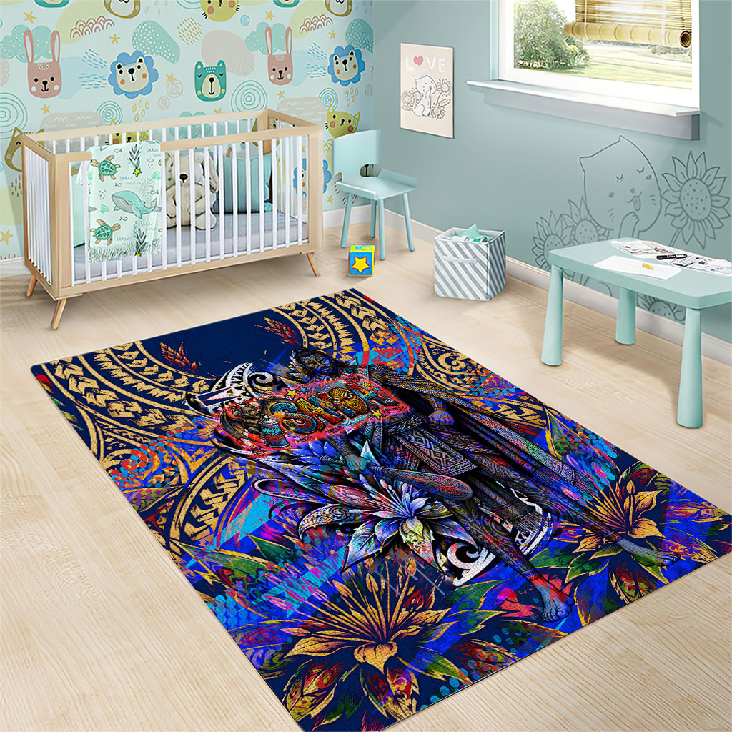 American Samoa Warrior Area Rug Polynesian Fruit Bat Talofa Urban Graffiti Street Art