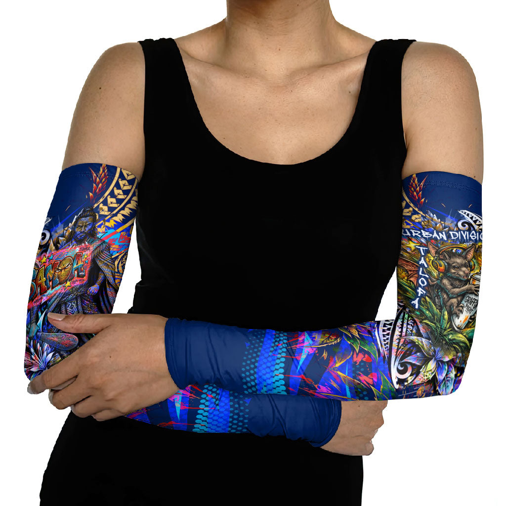 American Samoa Warrior Arm Sleeves Polynesian Fruit Bat Talofa Urban Graffiti Street Art