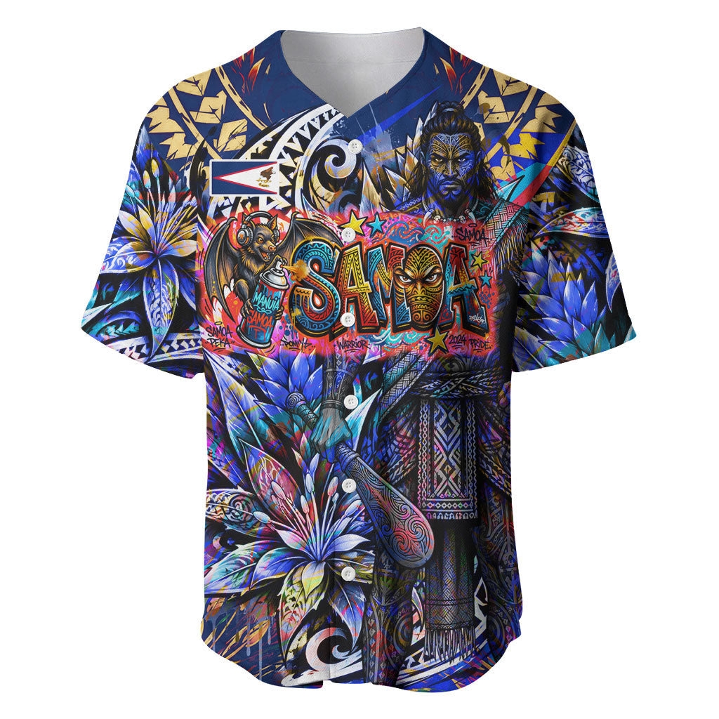 American Samoa Warrior Baseball Jersey Polynesian Fruit Bat Talofa Urban Graffiti Street Art