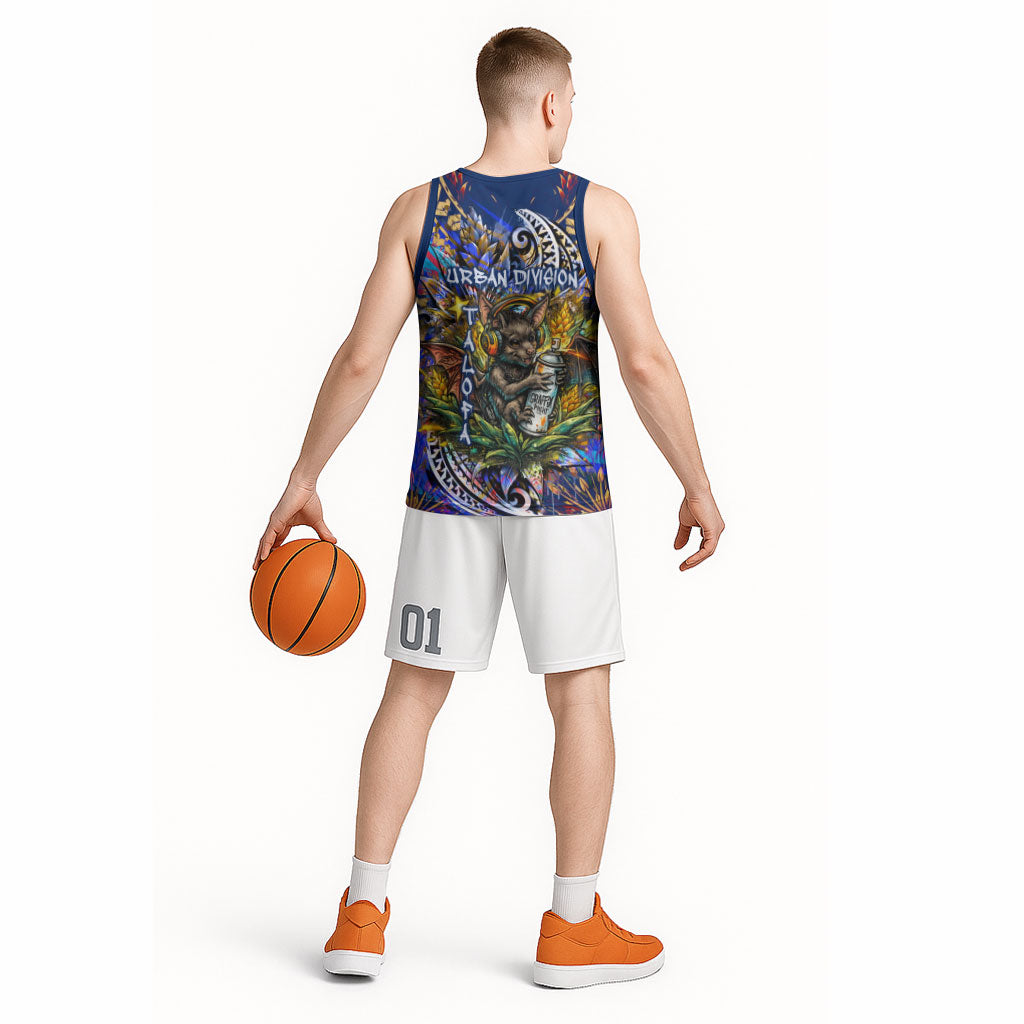 American Samoa Warrior Basketball Jersey Polynesian Fruit Bat Talofa Urban Graffiti Street Art