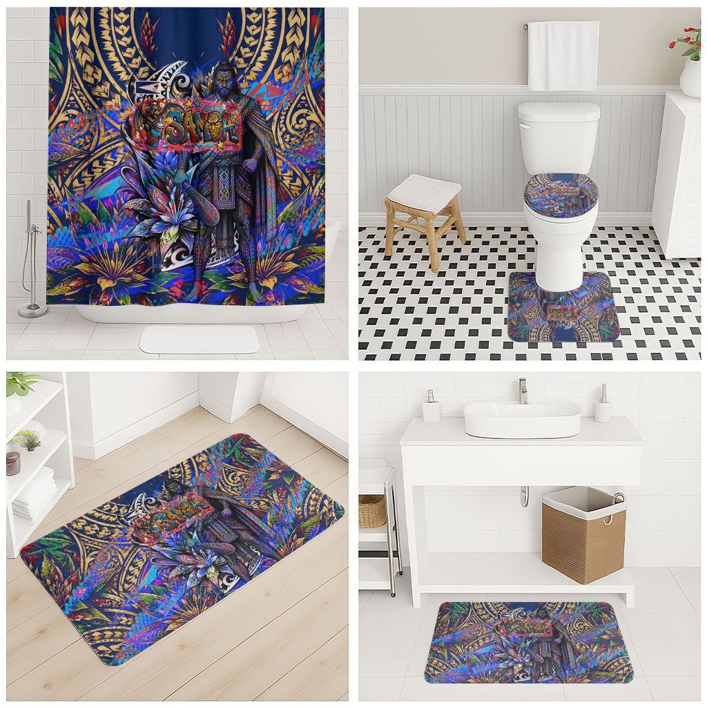 American Samoa Warrior Bathroom Set Polynesian Fruit Bat Talofa Urban Graffiti Street Art