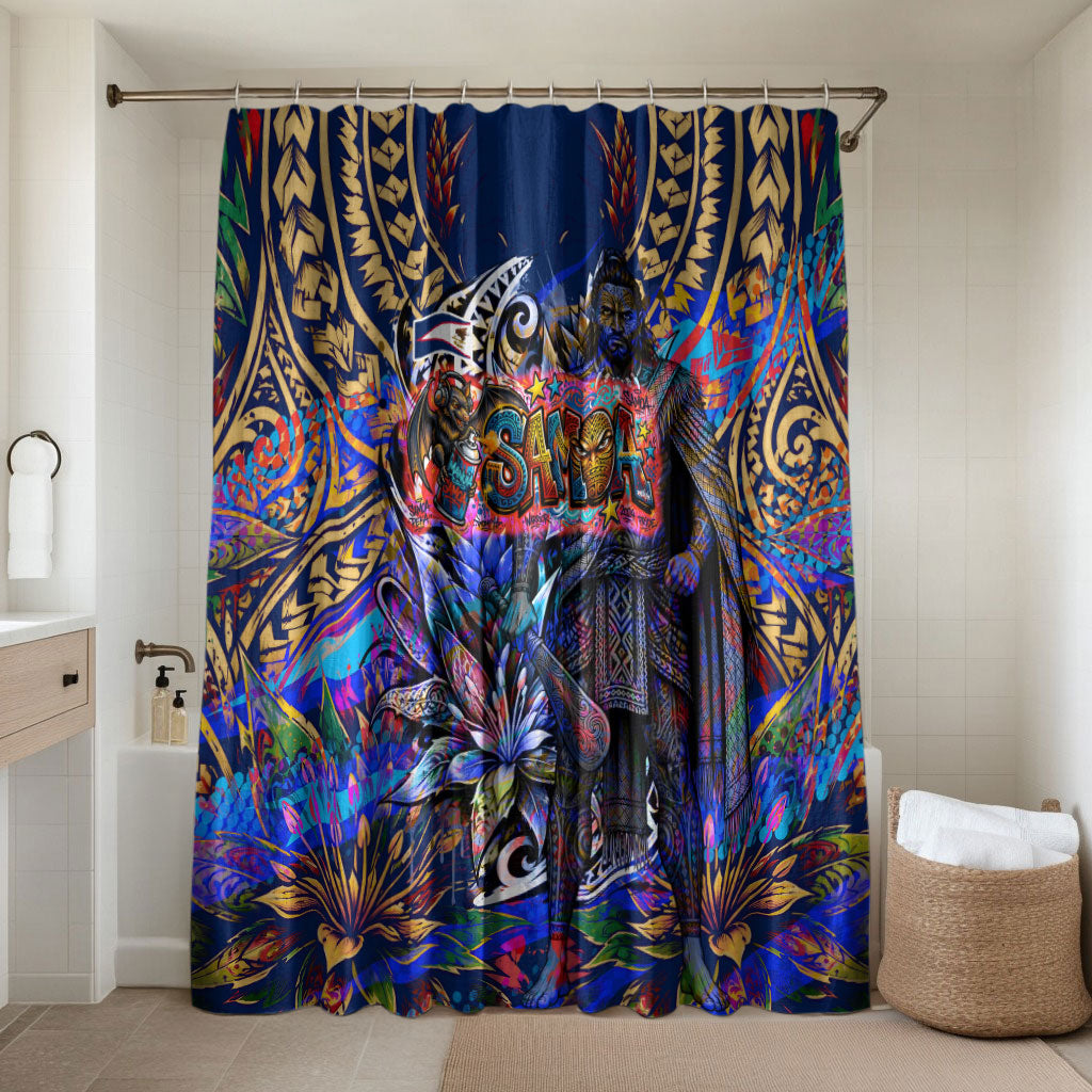 American Samoa Warrior Bathroom Set Polynesian Fruit Bat Talofa Urban Graffiti Street Art