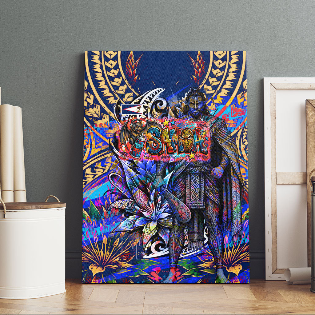 American Samoa Warrior Canvas Wall Art Polynesian Fruit Bat Talofa Urban Graffiti Street Art