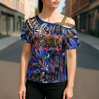 American Samoa Warrior Cross Shoulder Shirt Polynesian Fruit Bat Talofa Urban Graffiti Street Art