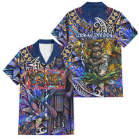 American Samoa Warrior Family Matching Short Sleeve Bodycon Dress and Hawaiian Shirt Polynesian Fruit Bat Talofa Urban Graffiti Street Art
